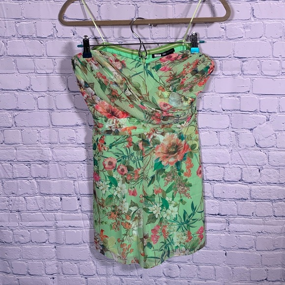 JayGodfrey Floral Romper Strapless Green Size 6 - Picture 2 of 7